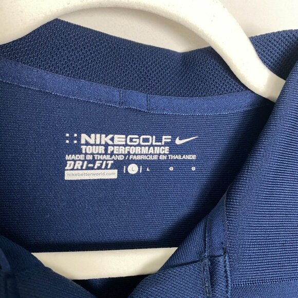 Nike Golf Polo Shirt Tour Performance Dri Fit Short Sleeves Mens Large Blue - Picture 2 of 6